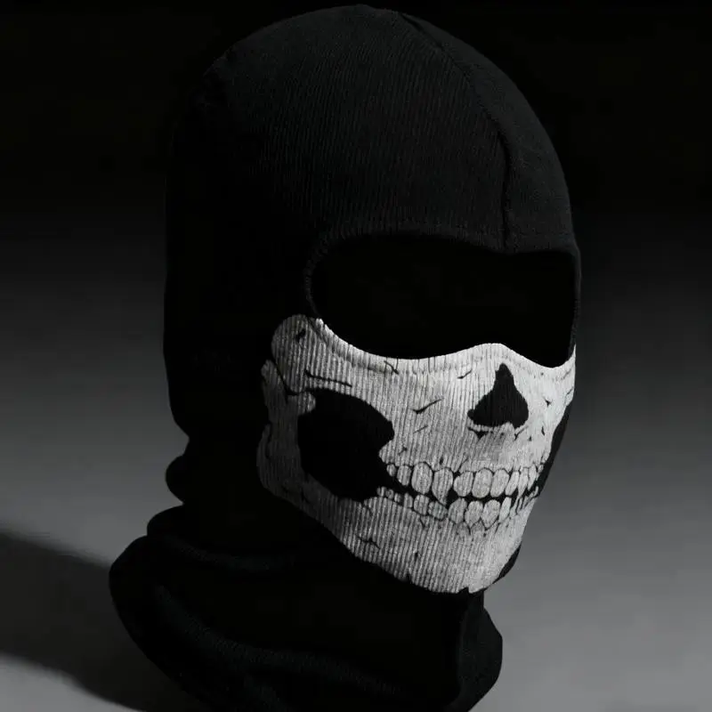 Unisex Adult Lightweight Mesh Full-Face Skull Print Balaclava - Stretchable, Windproof Motorcycle Mask with LED Glowing Pumpkin Rings, Breathable Headwear (for Cycling, Cosplay)