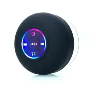 Suction Cup Waterproof Bluetooth Speaker LED Light Light Waterproof Bathroom Bluetooth Speaker (Black)