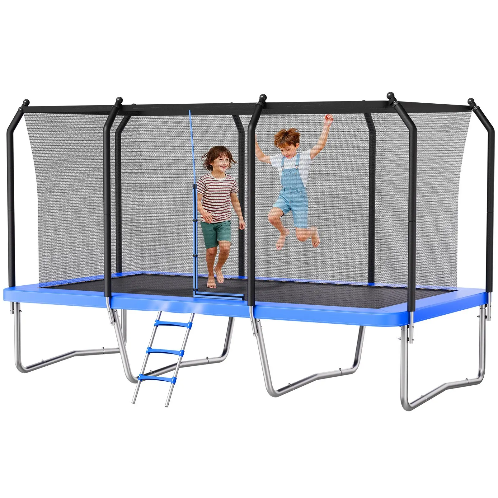 【DealsForYouDays】VEVOR Outdoor Trampoline, 8x 14FT Rectangle Trampoline, ASTM Approved Recreational Trampolines with Enclosure Net, Max 265 lbs Weight Capacity, Anti-Rust Rectangular Trampolines for Kids Adults