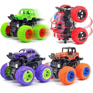 Monster Truck for Boys 3 4 5 6 7 Year Old,4 Pack Push and Go Friction Powered Car Toys, Double-Directions Inertia Pull Back Vehicle Set,Birthday Party Gift for Kidsfidget toys