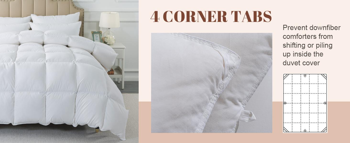 Feather Comforter,Filled with Feather and Down Fiber, White King Size All Season Duvet Insert, Luxurious Hotel Bed Comforter, 100% Cotton Cover,Medium Warmth with Corner Tabs,106x90 Inch