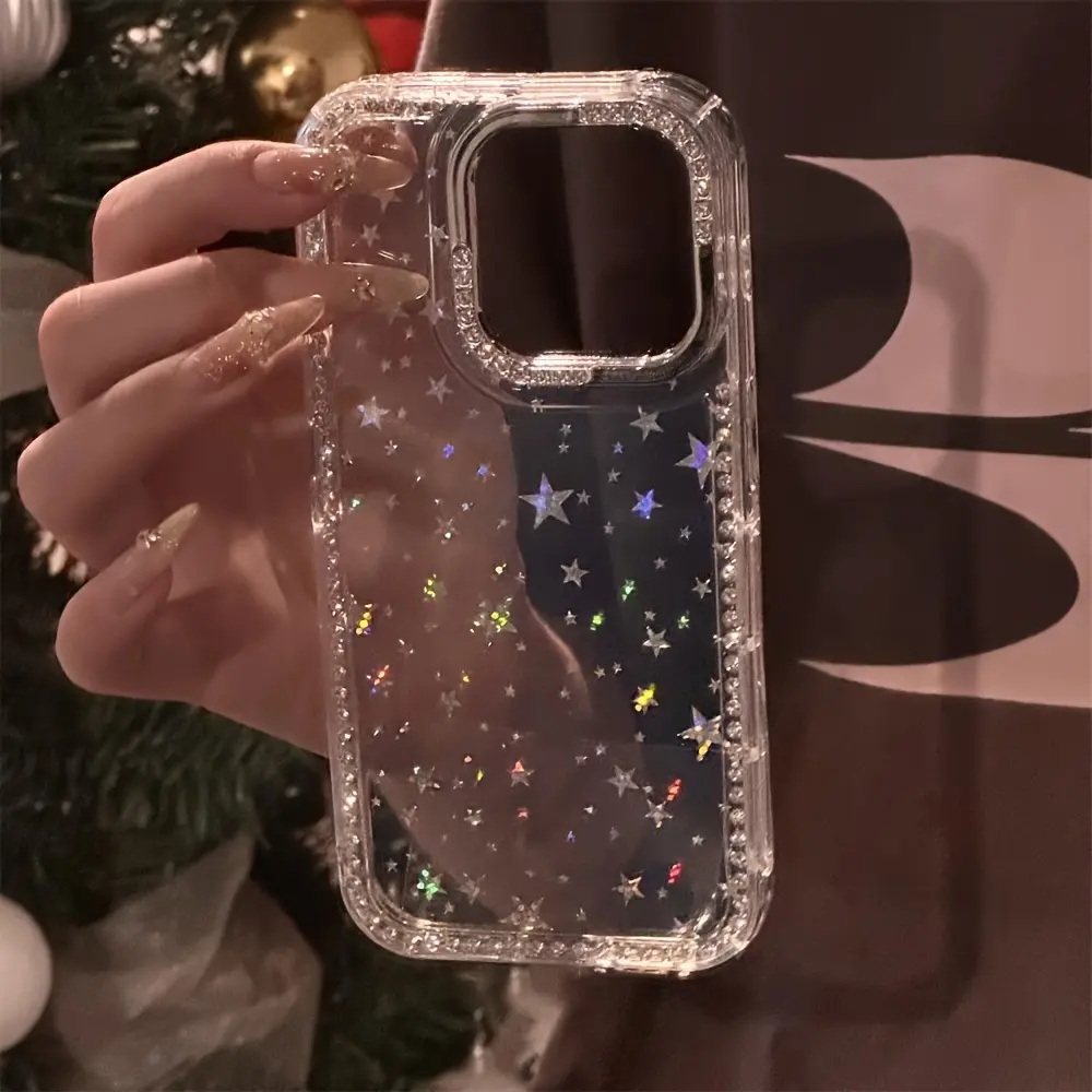 Phone Case: Luxury Rhinestone Fashion Phone Case, Sparkling Crystal Border Starry Transparent Drop-Proof Case, Suitable for iPhone 17 Pro Max, 17 Air, 16, 15, 14, 13 Pro Max. Christmas Gift, New Year's Gift, Easter Gift, Halloween Gift, for Friends
