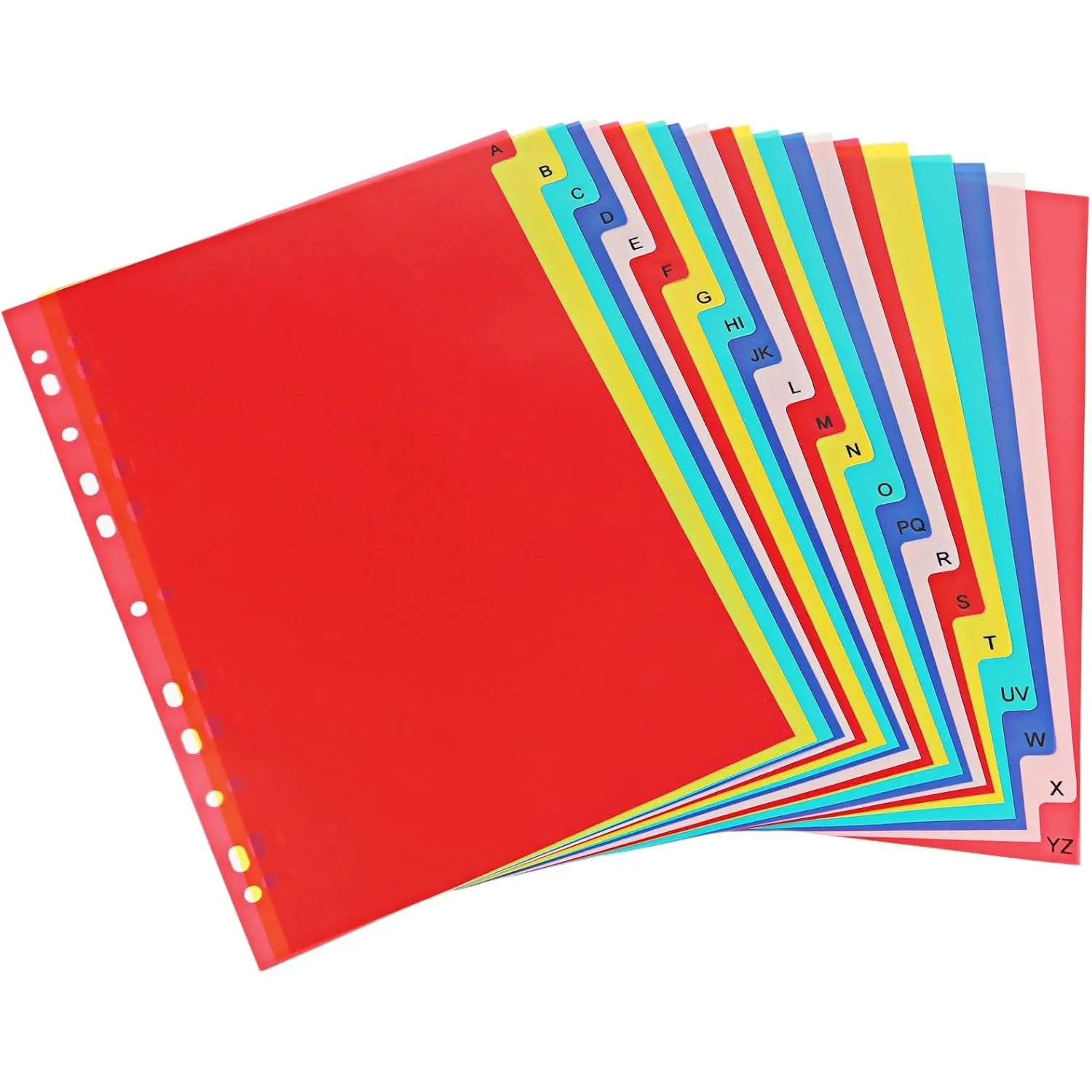 A-Z Plastic Binder Dividers 21 Tab, Alphabet Dividers with Tabs for 3 Ring, Multicolor Alphabetical Divider for 2/3/4/11 Ring Binders, Letter Size 8.2×11.6 Inch