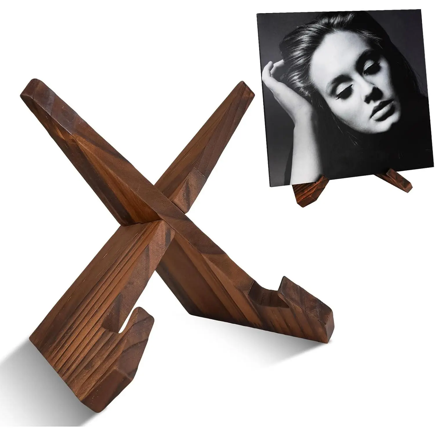 ? Playing Vinyl Record Album Stand - Rustic Brown Handcrafted Solid  Retro Display & Storage Holder, Gifts for LP Lovers