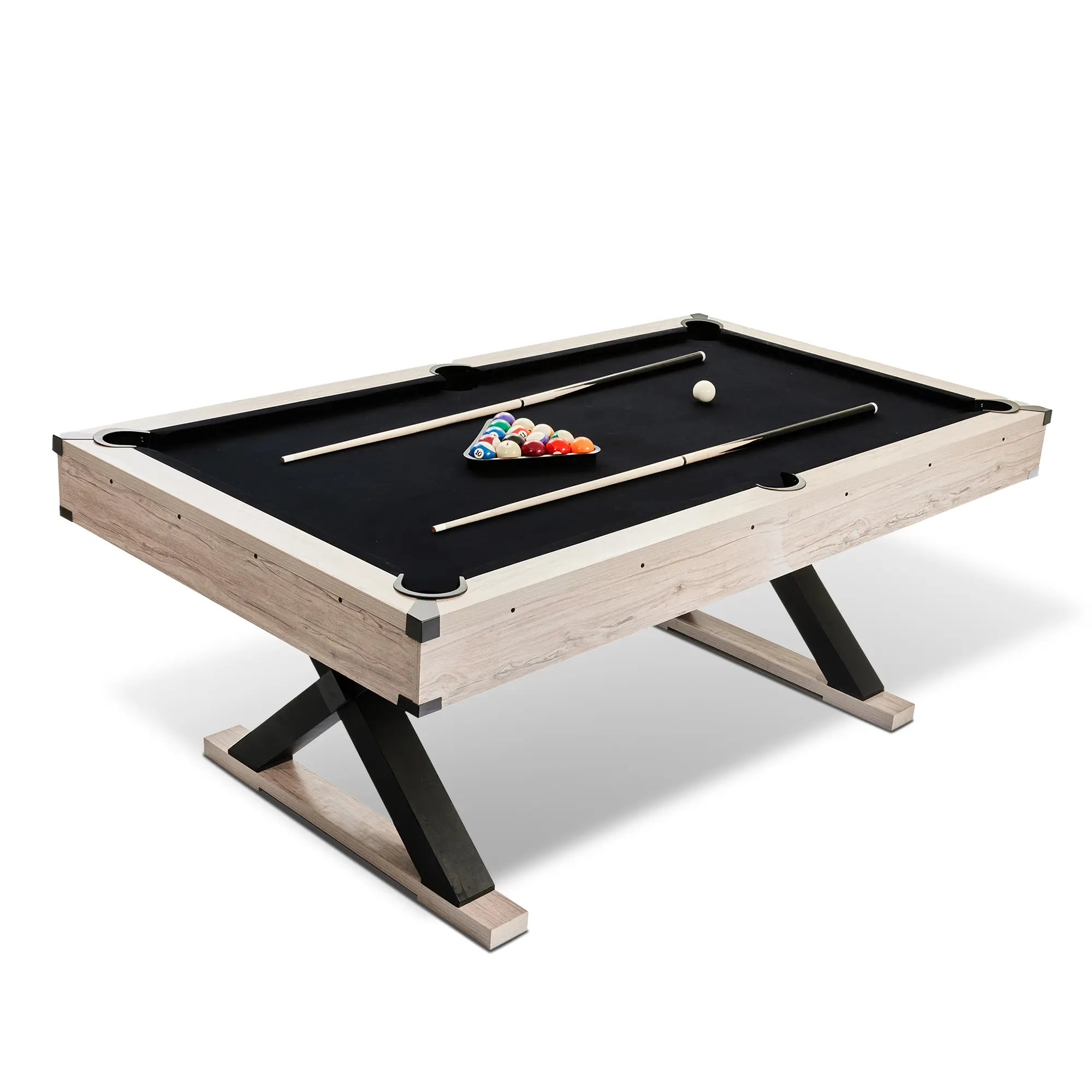 Gaomon 7 FT High-Density Fiberboard Pool Table - Functional Furniture with 2 Cue Sticks, Billiard Balls, Cleaning Brush, Chalk for Family & Friends Gatherings (Indoor/Outdoor Game Room Use, Enhanced Durability)