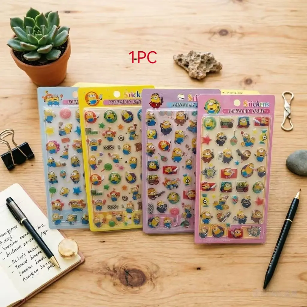 Cute Minion Anime Crystal Epoxy Sticker, Waterproof 3D Bubble Sticker for Kids' Diary, Album, Cellphone Case, Water Bottle, Laptop, Birthday Gift