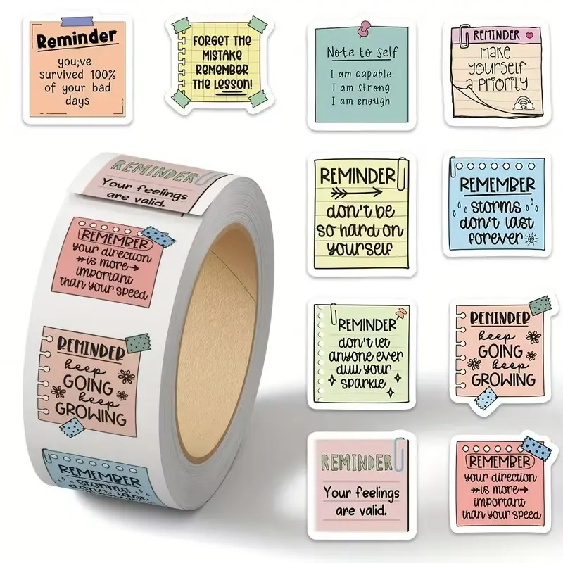 1 roll /500 reminder notes roll stickers notebook notebook notebook books envelopes cups sealing stickers decorative stickers Office Supplies