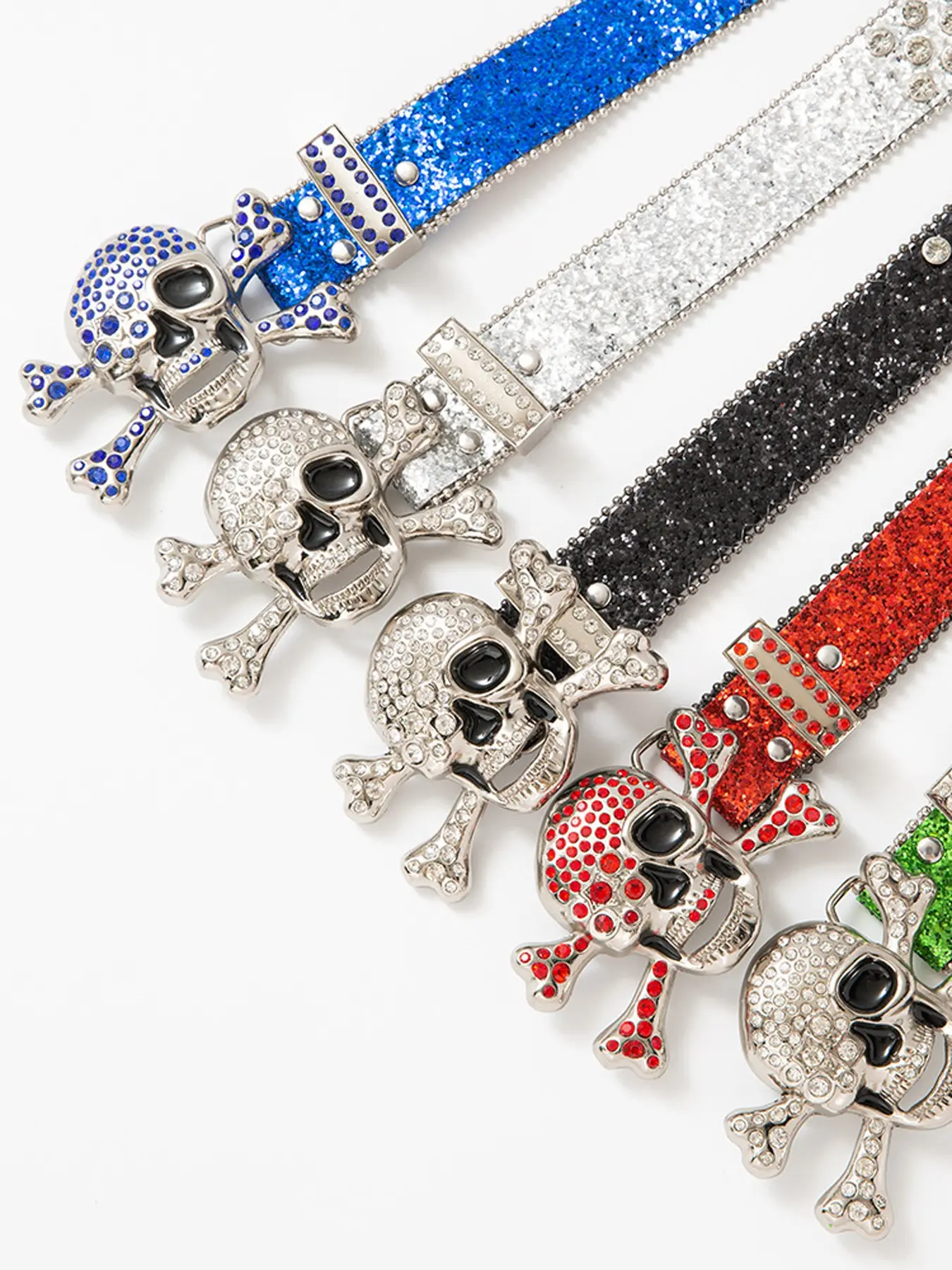 Punk Style Rhinestone Belt with Skull Head, Unisex PU Leather Waistband, Trendy Dance Party Accessory, Fashionable Diamond Stone Belt
