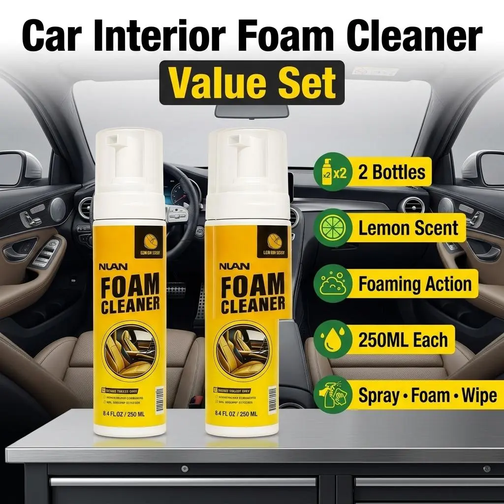 NUAN Multi-Use Foam Cleaning Liquid - Car Surface Cleaner with Foam Lifts Dirt, Safe Formula for Car Interior Leather, Headliner, Plastic - MY0522