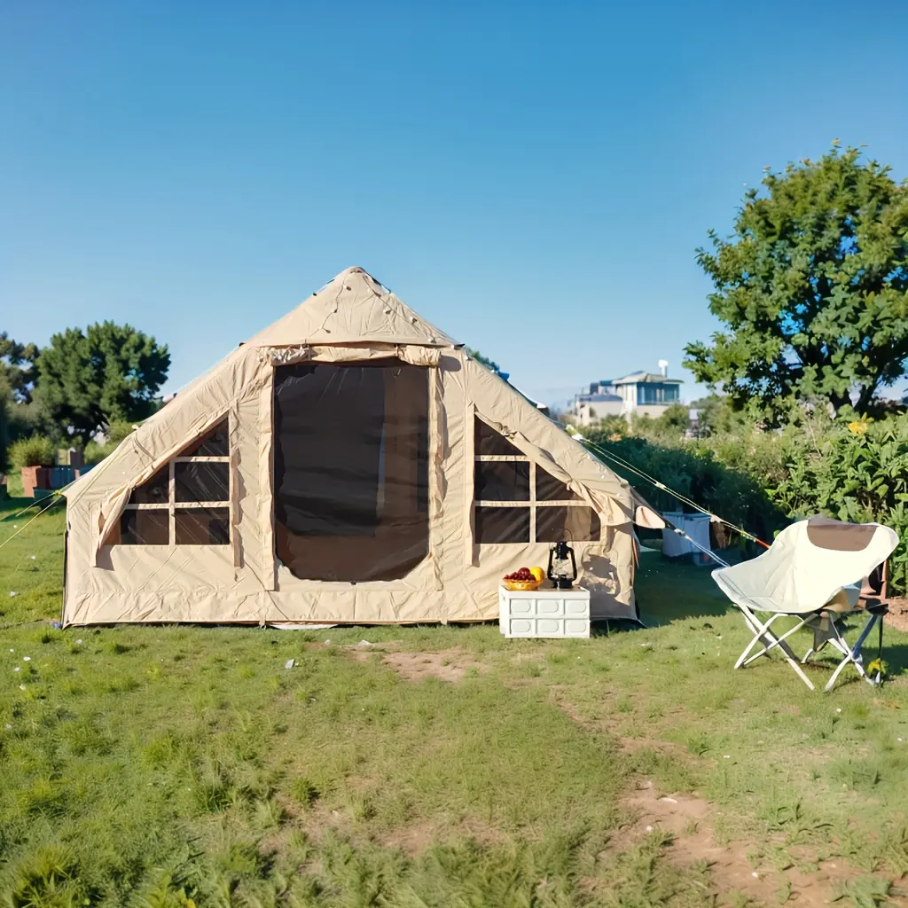 [Outdoor Camping Tent] Aisunss Inflatable Camping Tent For 4-6 Person, Easy Setup High Quality Outdoor Oxford Tents With Pump, Self-Supporting Structure Inflatable House Tent, Cabin Tent With Mesh Windows & Doors