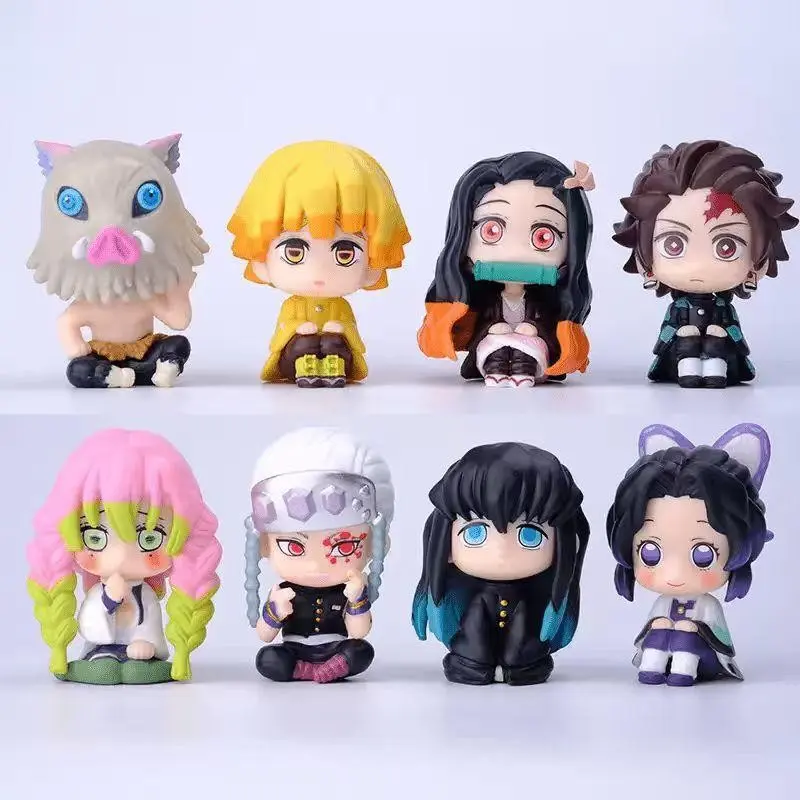 8-Piece Set Demon Slayer Characters Figurines, Perfect Room Decor, Halloween Christmas Ornaments, Desktop Ornament Collection