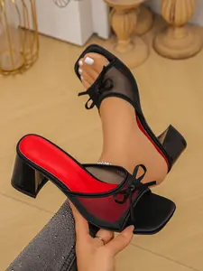 Elegant Women's Sandals, Leopard Print High Heel Mules, Breathable Mesh Material, Design, Perfect for Weddings, Parties, Office, Summer Fashion