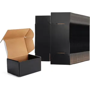 40 Pack 6x4x3 Black Corrugated Cardboard Shipping Boxes for Packaging Small Business, Moving, Shipping, Mailing and Storing