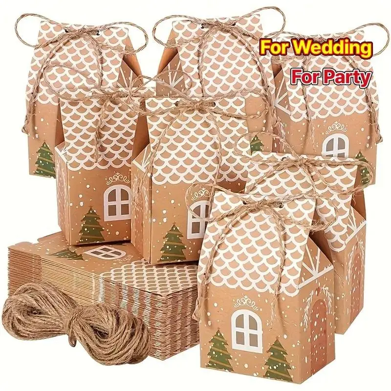 12/24/36pcs Party Candy Gift Box Set – Mini Kraft Paper Cookie Boxes with Cute Holiday Prints, Perfect for Xmas Party Favors, Wedding Candy Bags, Christmas Tree Decorations & New Year Gifts | Viral Holiday Gift Packaging | Reusable Treat Boxes