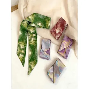 5 Pcs / 1 Set Elegant French Dye Style Polyester Scarf Set, Vintage Hairband, Woven Ribbon, Multifunctional Scarf, Fashion Hair Scarves, Bag Accessory, Women and Girls, Scarf Head Wrap, Fashion Headscarf