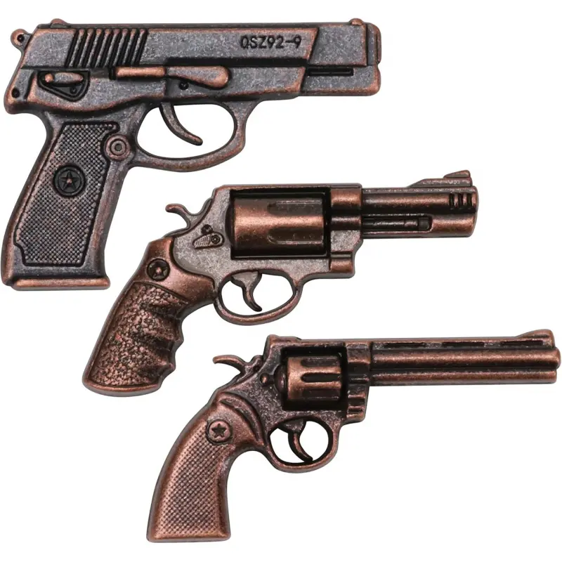 3pcs Dollhouse Gun, 1/12 Scale Mini Guns, Tiny Miniature Gun Weapon Model, Small Metal Soldier Pistol & Revolver Items, Miniature Furniture Decoration Accessories for Dollhouse Scene, Photo Prop
