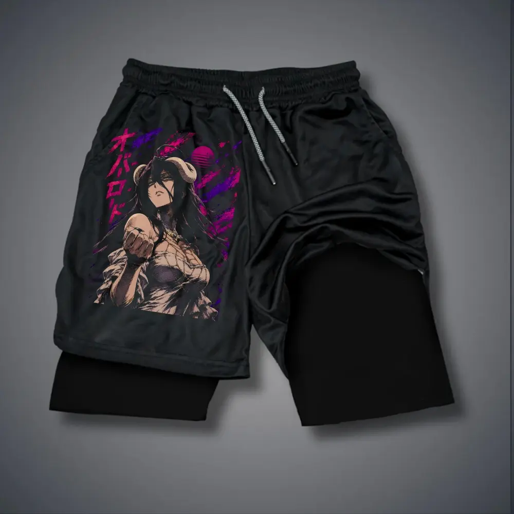 [Vtg90s] Anime Double-Layer Sports Shorts Graphic Shorts Black Shorts Camo Shorts Streetwear Shorts Men Outfits Men Short Shorts Vacation Outfits Shorts