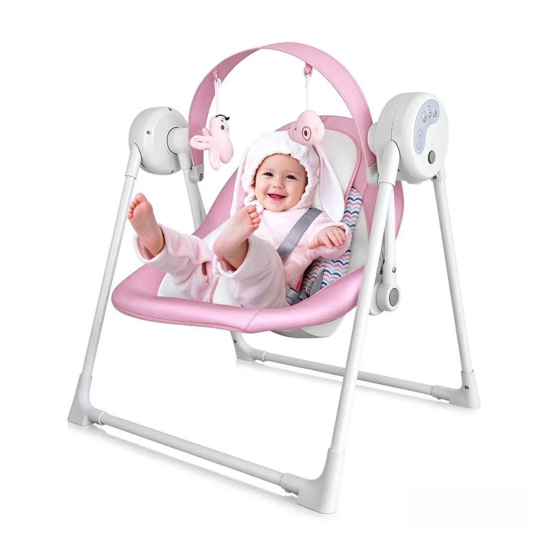 Smart Front-To-Back Baby Swing With Bluetooth & Remote – Ultra-Slim Foldable Electric Rocker, 5 Speeds & 12 Melodies For Newborns 0-9M (Max 20lbs)