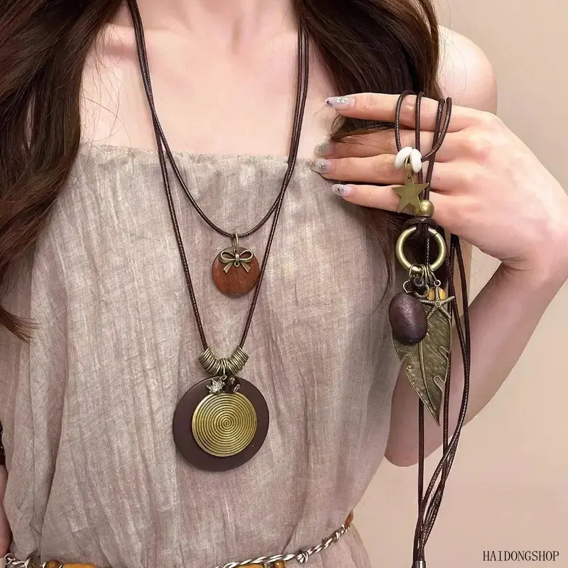 Women Long Pendant Necklace, Vintage Oriental Ethnic Chinese Style Sweater Chain, Trendy Versatile Unique Niche Neck Jewelry, Stackable Layering Accessory Perfect For Daily Casual Sweater Outfit Matching,fashion,