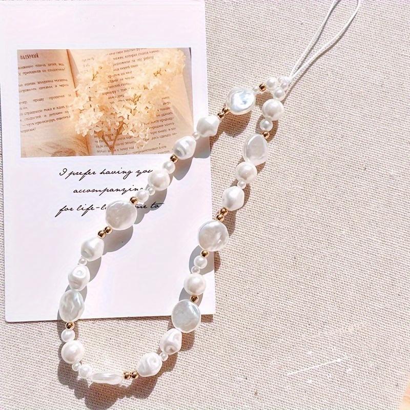 New shaped pearl phone lanyard, wrist phone chain, car keychain, bag decoration, phone anti loss rope
