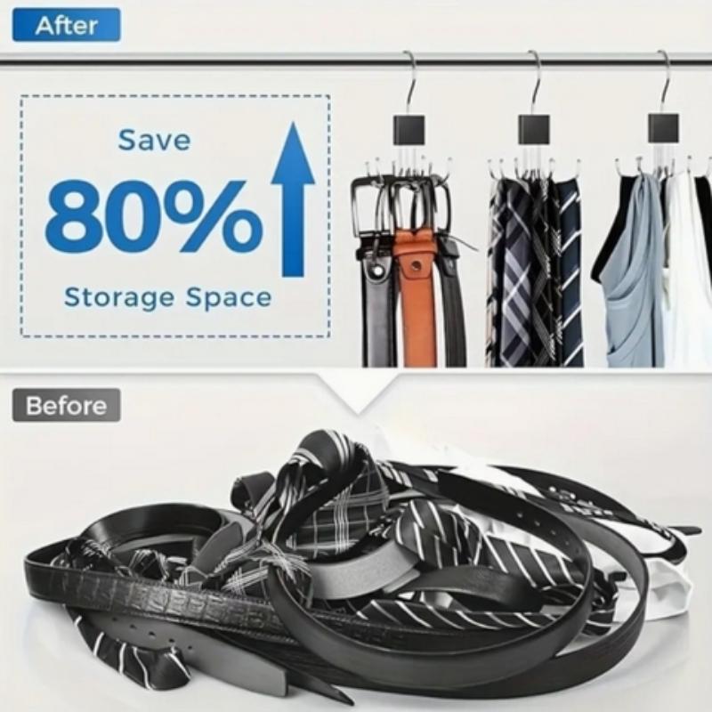 360° Rotatable Belt Hook, 1 Count Durable Metal Hanging Storage Hook, Multi-purpose Organiser Hook for Belt, Scarf Organizer, Tie Hanger, Scarf, Tie, Home Storage Hook for Wardrobe, Closet, Home and Dormitory
