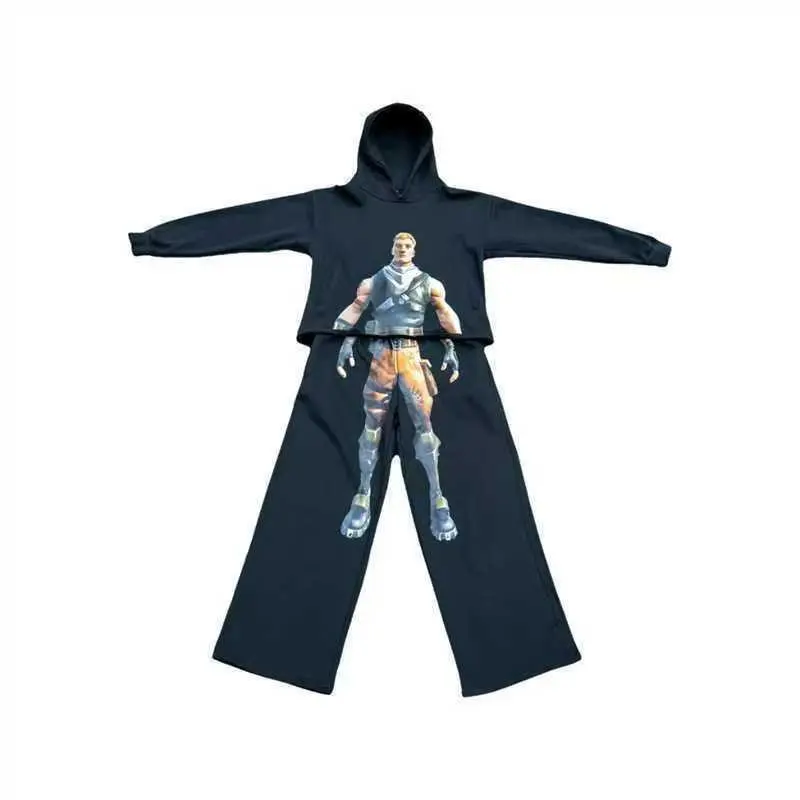 1pcs/3pcs/5pcs Stylish Streetwear Hoodie Set for Men and Women with Print Design Casual Clothes Long Menswear Outfit Breathable