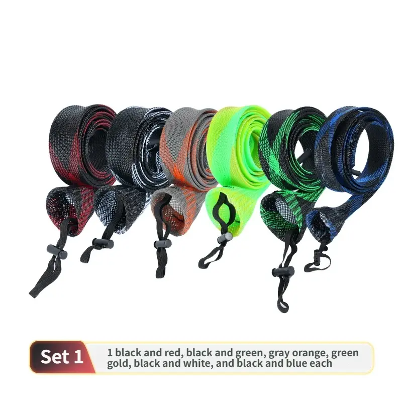 6 PCS Nylon Braided Mesh Tube Fishing Rod Protective Sleeve - Abrasion-Resistant, Anti-Slip, Elastic Outdoor Fishing Accessory for Gear and Equipment, Tackle Supplies, Fishing Gear Supplies, Multifunctional Fishing Accessories