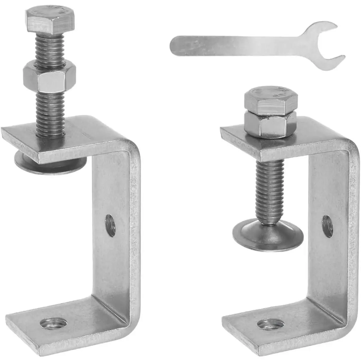 Stainless Steel C-Clamps Heavy Duty 2 count Small C Clamps With Wrench U Clamps for Metal Woodworking, Mini Desk Clamp with  Wide Jaw Opening (65mm)