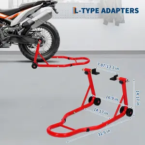 [fathers day gift]Motorcycle Front & Rear Stand Combo, Universal Wheel Lift Paddock Stand with Rear U+L Adjustable Swingarm Spool, 900 LB Capacity Heavy Duty for Most Bikes
