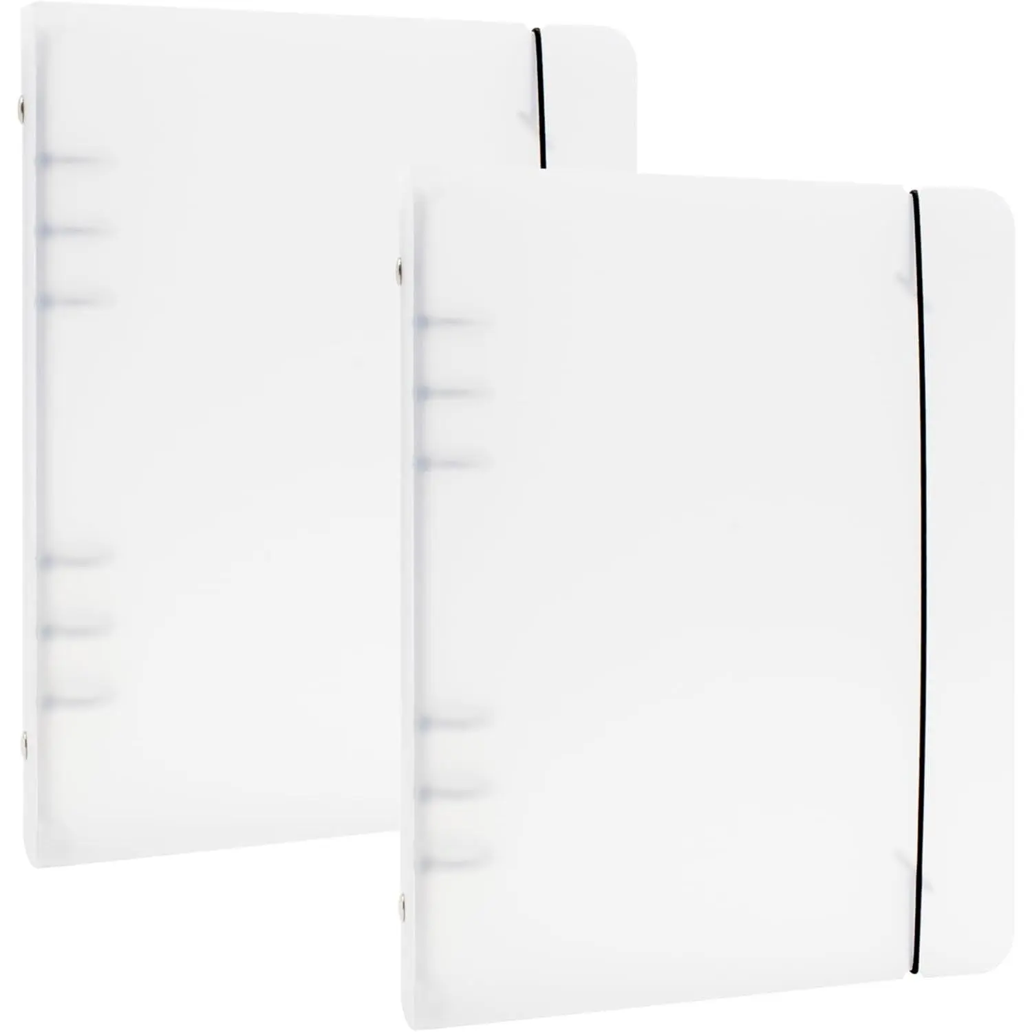 A5 Notebook Photocard Binder, Transparent Loose Leaf Personal Organizer Binder Cover 6 Budget Binder Ring Planner with Elastic String (2 Pack - Hard)