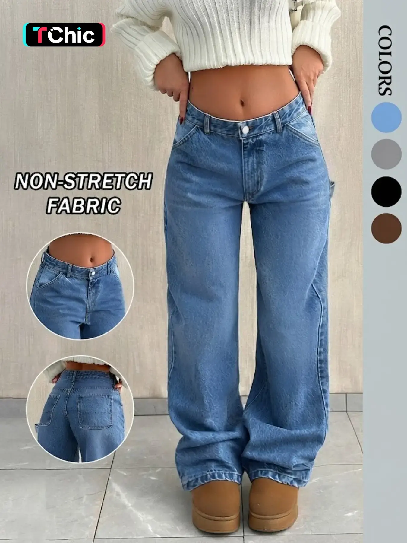 Women High Waist Design Non Stretch Wide Leg Jeans, Vintage Light Wash Baggy Straight Denim Jeans, Y2K Carpenter Loose Trousers with Pockets, Streetwear