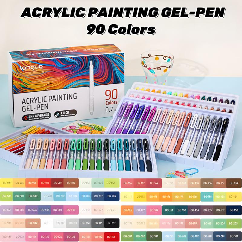 36/54/72/90-Color Acrylic Gel Pen Set, Retractable 0.7 mm Tip, Rich-Color Large-Capacity Ink Pens, Art Supplies for Diary, Cards, DIY Coloring and Doodling, Stackable Clip Acrylic Gel Pens #GLOBAL PICKS