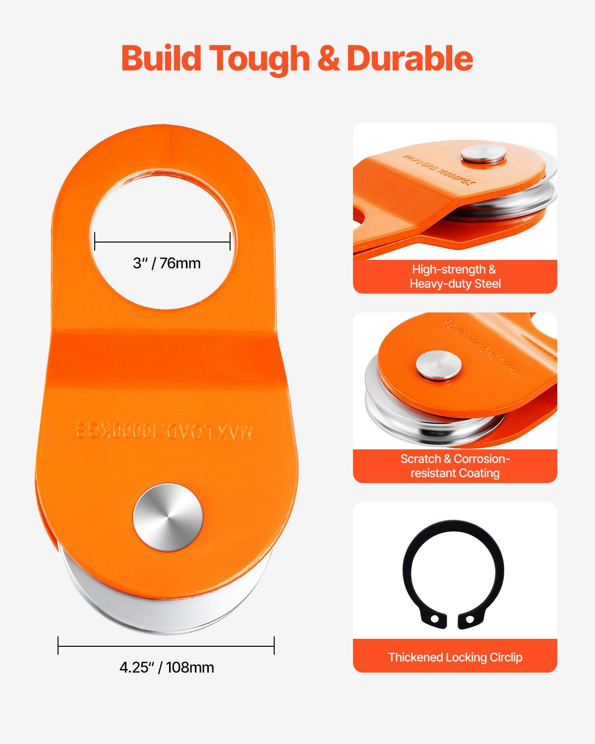 VEVOR 10 T Winch Snatch Block, 22,000 lbs Capacity Block and Tackle Pulley System, Work with 0.4" - 0.55" Rope, Winch Hook Accessories, Heavy Duty Offroad Recovery Accessory for Truck Tractor ATV UTV VEVOR 10 T Winch Snatch Block, 22,000 lbs Capacity Block and Tackle Pulley System, Work with 0.4" - 0.55" Rope, Winch Hook Accessories, Heavy Duty Offroad Recovery Accessory for Truck Tractor ATV UTV