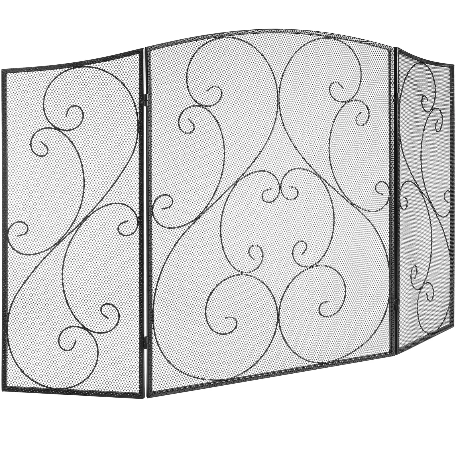 【Summerfinds】VEVOR Fireplace Screen 3 Panel, Sturdy Iron Mesh Fireplace Screen, 48"(L) x30.2"(H) Spark Guard Cover, No Assembly Required, Free Standing Fireplace Fence Grate for Living Room Home Decor Vintage Bla