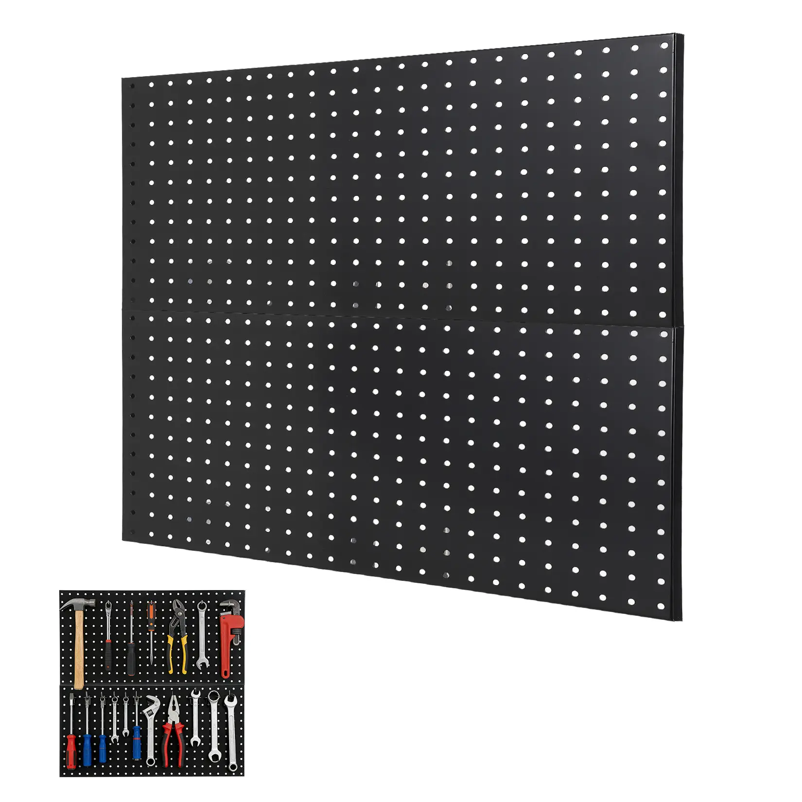 2-Piece Metal Pegboard Panels Set, 24"x24" Wall Organizer with Mount & Installation Accessory, Racks for Workbench, Garage Tool Storage