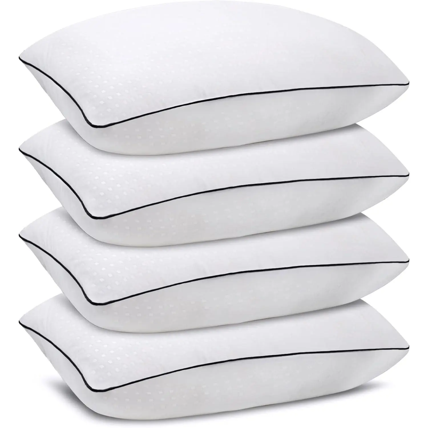 Standard Size Bed Pillows for Sleeping 4 Pack,Luxury Hotel Pillows,Comfortable and Supportive,Machine Washable,Suitable for , and Side Sleepers.