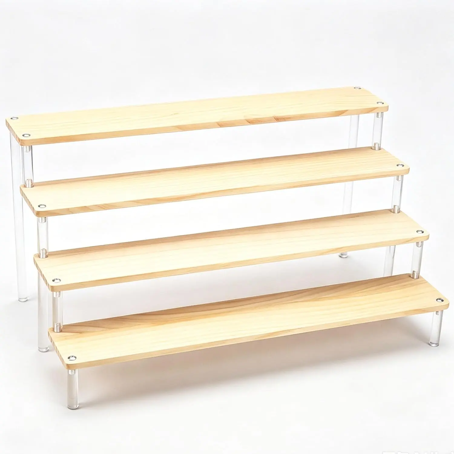 Risers Display Stand 12 in for  Bathroom Makeup Collectibles | Wooden Riser Stand 4 Tier Desktop Display Shelves Shelf for Dessert Cupcake Perfume Vendors Party Retail
