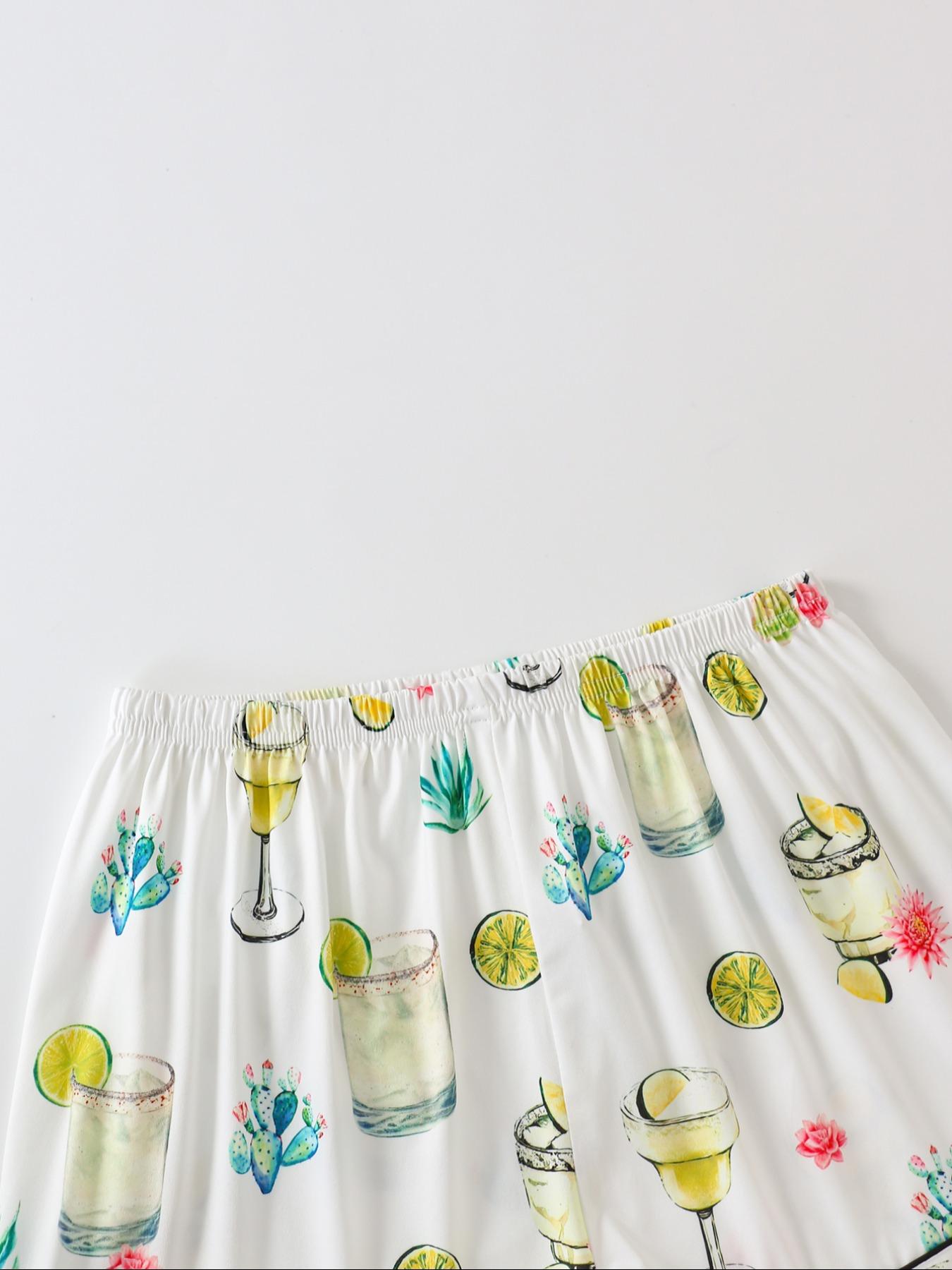 Women's Short Sleeve Pajama Set, Button Front Chest Pocket Design Lapel Neck Top & Elastic Waist Shorts Pj Set, Ladies Sleepwear, Breathable Stylish Pajama, Shortsleeve Womenswear, Loungewear, Homewear