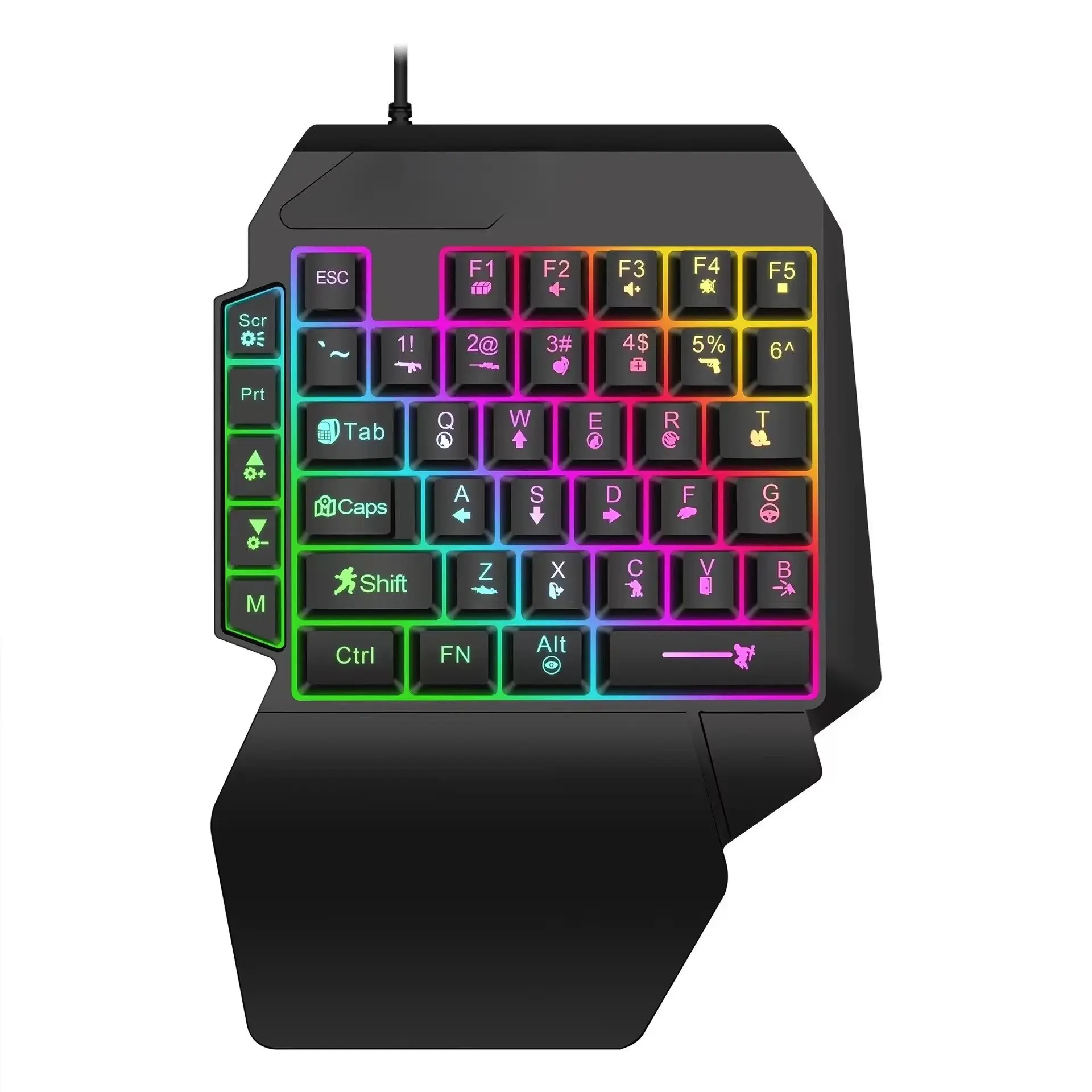 35-Key Space-Saving Backlit Mini Gaming Keyboard, Ultra-Slim Wired USB Single-Handed Keyboard for Laptop, Desktop PC