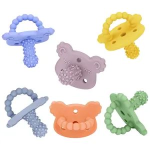Silicone Teether Pacifier, Teething Toys  Teething Relief & Sensory Exploration, 6 Pack Grainy Textured Baby Pacifier – Food-Grade, BPA-Free, Easy to Hold, Dishwasher Safe, 3+ Months