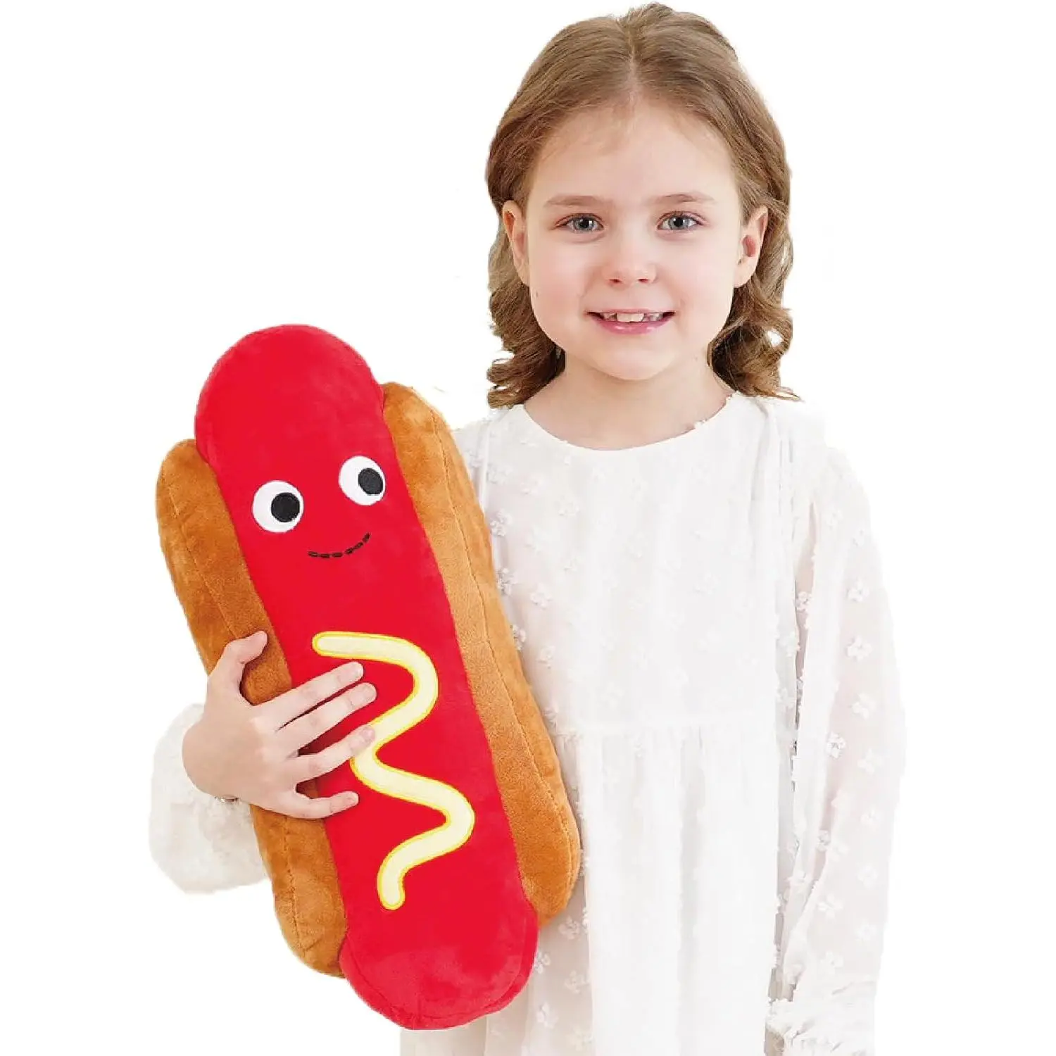 Hot Dog Plush Toy Pillow Hotdog Stuffed Pillow Funny Throw Pillows 17.7 inch Soft Food plushies Gift for ChildrenGift.