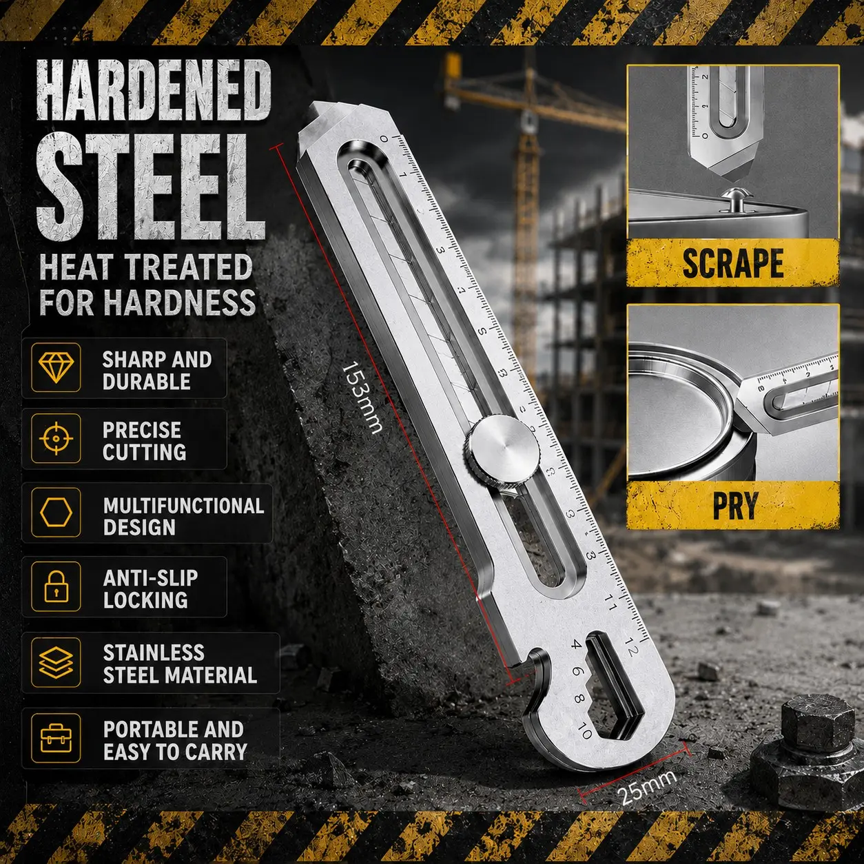 Heavy-Duty Stainless Steel Multifunctional Craft Knife, Portable Precision Cutting Tool, Ideal for DIY Projects