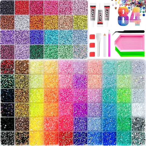 Large Capacity Rainbow Resin Rhinestone Set, Includes Tools, Easy to Use, gift for her, graduation gift, Perfect for Beginners, Ideal Gift for Handicraft Lovers, Crystal Craft Set, Craft Embellishments