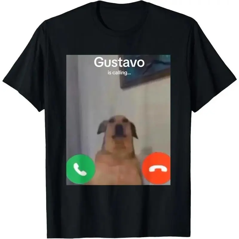 Men's 100% Cotton Short-Sleeve Comfy Breathable Streetwear T-Shirt - Funny Gustavo The Dog Meme, Gen Z Alpha Brainrot Graphic, Stylish Music-Inspired Design, Shortsleeve, Soft, Round Neck, Funny Graphic Tee, Fitted Cut