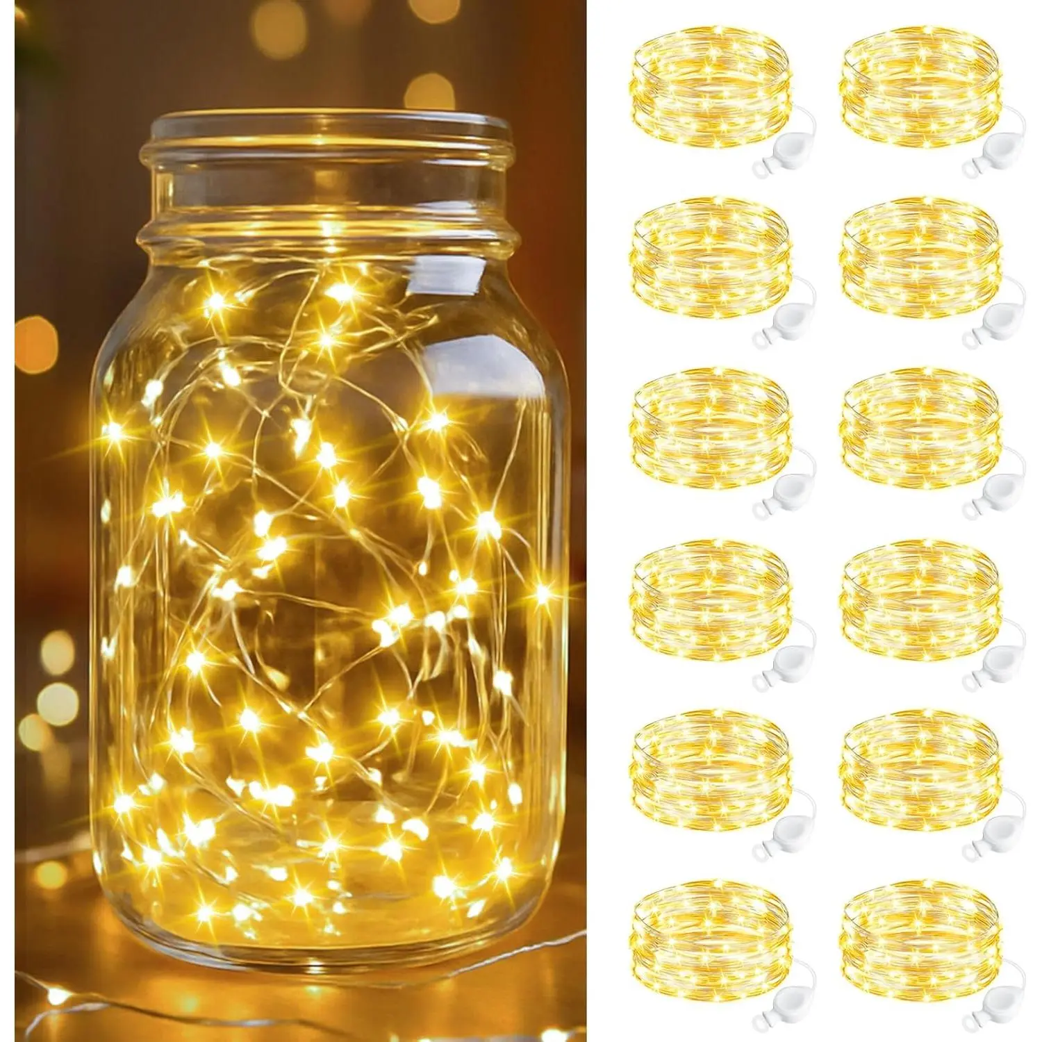 12 Pack Fairy Lights Battery Operated, 7FT 20 LED Mini String Lights Waterproof Silver Wire for Mason Jars Centerpiece Table Crafts Bedroom Christmas Decoration, Warm Whitefidget toys