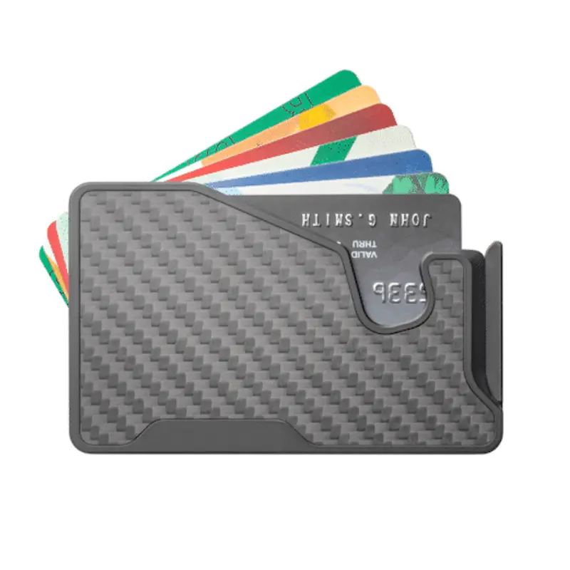 Men's Wallet MagSafe Pop-Up Card Holder - Ultra Slim, Carbon Fiber-Aluminum Metal Clip
