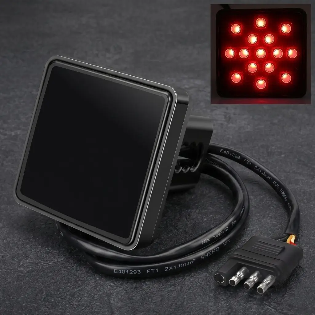 For 2 Inch Towing Hitch Receiver 15 LED Brake Light Trailer Hitch Cover Super Bright Brake Driving Lamp Universal For Towing Truck Pickup SUV Anniversary Gift
