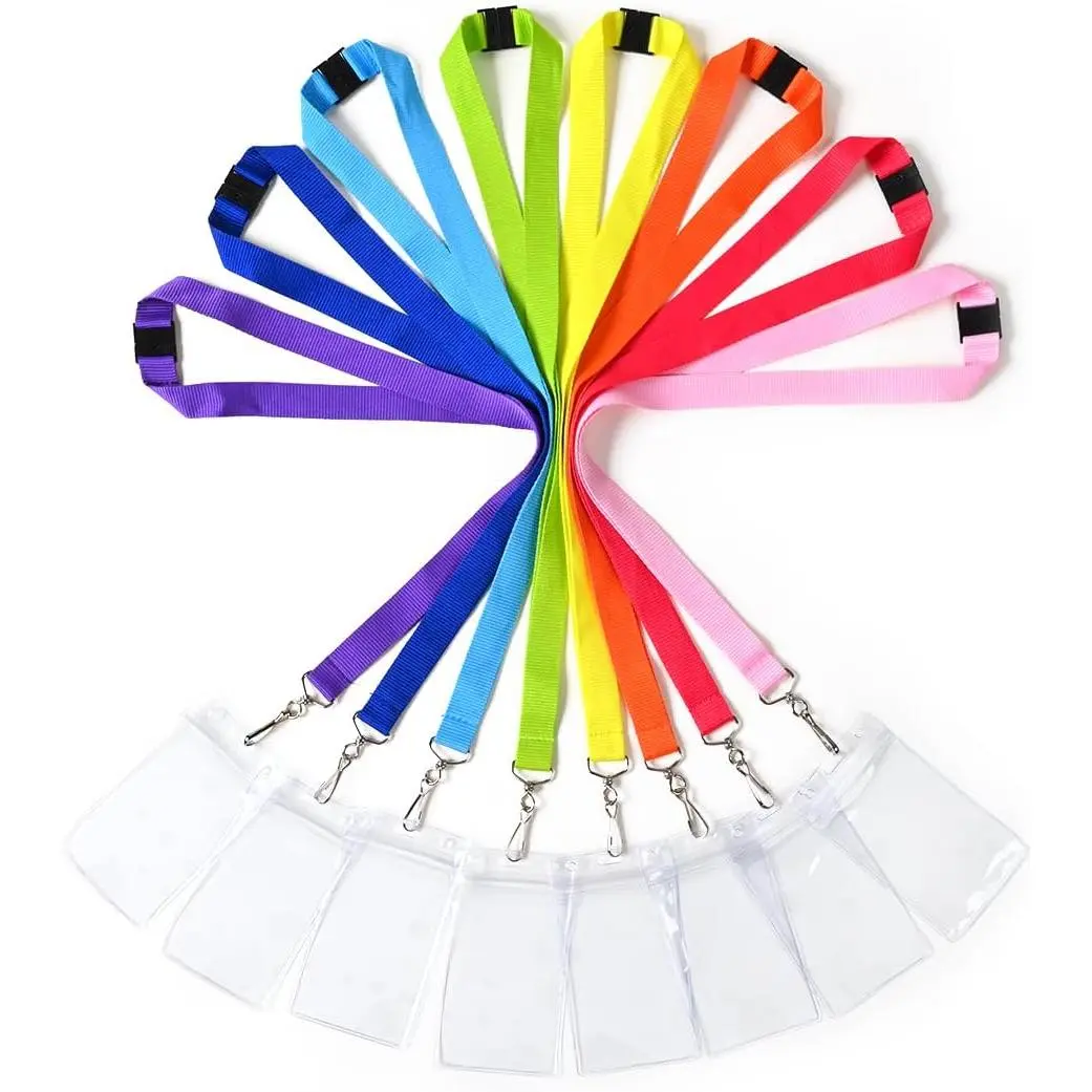8-Pack Polyester Breakaway Lanyards with ID Badge Holder, Cute Colors, Durable Straps for Schools/Offices, Fits ID Cards (8 Colors)