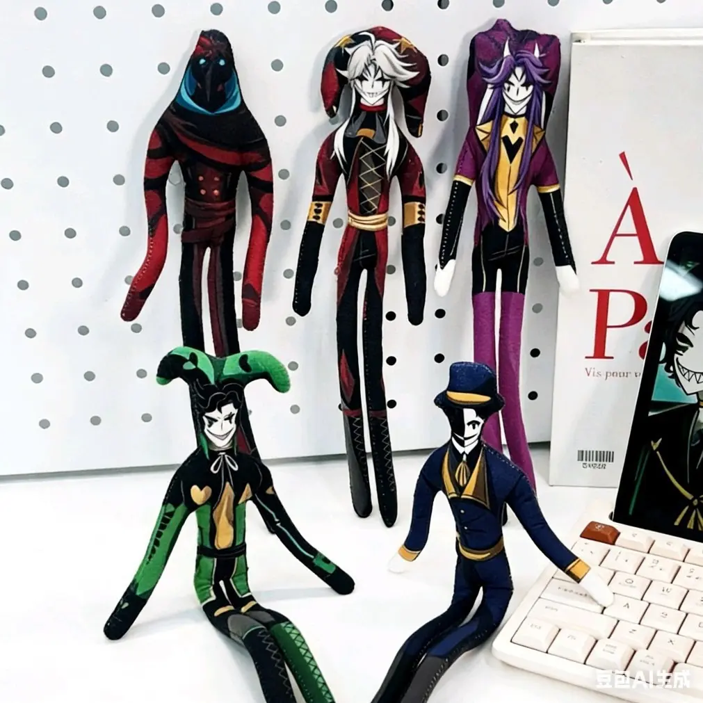 New Arrival Gothic Character Set Plush Dolls - Pierrot, Harlequin, Jester, Ticket Inspector, Doctor Collectibles - Stuffed Toy Halloween Gift for Fans
