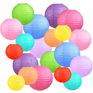 20 count Colorful Paper Lanterns Party Decorations, Chinese Lanterns Decorative for Outdoor Indoor  Weddings Birthday  Year Chiristmas Halloween DIY Crafts(Size of 6'' 8'' 10'' 12'')
